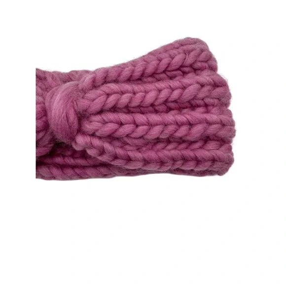 Chunky Knit Headband Turban Twist Ear Warmer Mauve Pink Crochet Outdoor Cozy - Picture 2 of 3